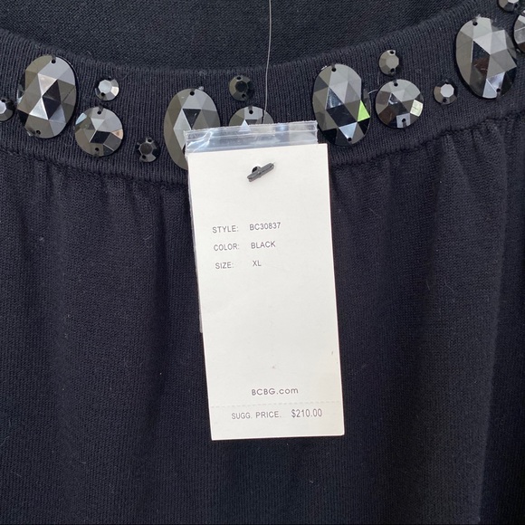 NWT BCBG Black Jewel Embellished Neckline XL - Picture 6 of 10
